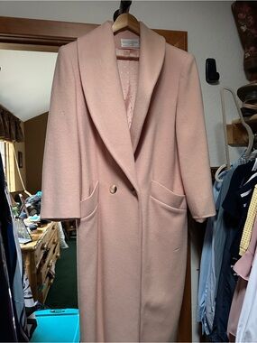Michelle Stuart Pale Pink Long Trench Coat